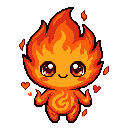 Kindlo, a pixel-art fire spirit
